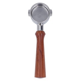 Pssopp Portafilter 51 mm, 2 Ears Bottomless Portafilter, Bottomless Coffee Portafilter with Handle, Stainless Steel, Bottomless Coffee Powder Bowl for Delonghi EC0310 and Coffee Machines (F Redwood)
