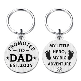 EE&YU Promoted to Dad Gifts 2025 - New Dad Keyring for Men, First Time Daddy Birthday Fathers Day Key Ring Gifts, Pregnant Daddy Present