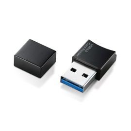 Elecom MR3-C008BK Card Reader, USB 3.0, 9x Transmission, For MicroSD, With Connector Cap, Compact Design, Black