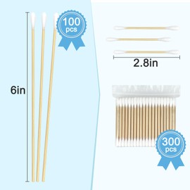 Garrelett 400 ct Organic Bamboo Cotton Swabs Set - 300 Double-Ended 3 Inch Swabs + 100 Long 6 Inch Swabs - Storage Case Included - Eco-Friendly Tips for Personal Care, Pets Care, Makeup