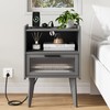 MMEOLUOOK Nightstand with Charging Station, Bedside Tables Grey End Table