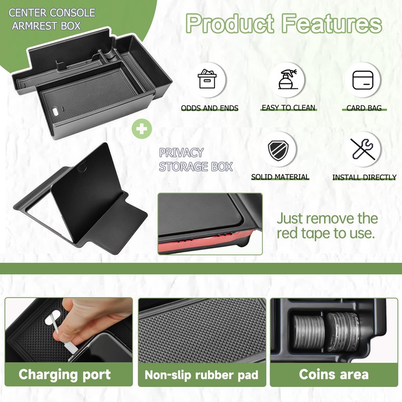 HGWEI 2Pcs Center Console Organizer Compatible with Nissan Pathfinder 2022-2026