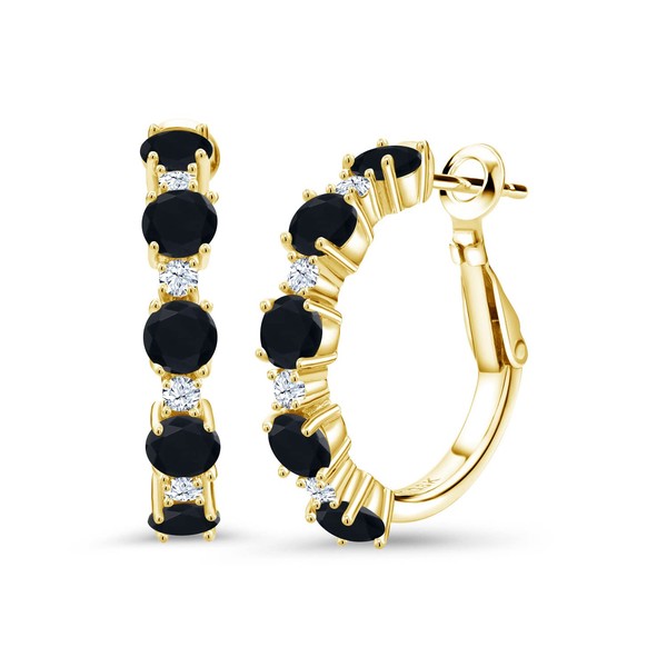 Gem Stone King 18K Yellow Gold Plated Silver Black Onyx