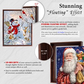 Canvas Floater Frames Kit 1.25" Deep Floating Frame Wall Art Decor Finished Canvas Panels & Stretched Canvas Boards(16"x20",Dark Borwn)