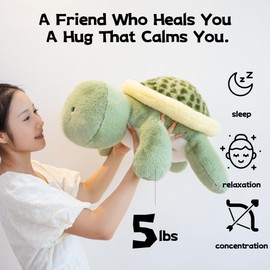Gudisi 2.4 Pounds Weighted Turtle Stuffed Animals 15.7Inch Weighted Turtle Plush,Huggable Companion for Kids & Adults, Gift for Thanksgiving, Christmas and Birthday.