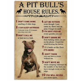 HERYNLRN Retro Tin Signs Vintage Style A Pit Bull House Rules Poster Chart Metal Sign Aluminium Iron Painting for Indoor & Outdoor Home Bar Coffee Kitchen Wall Decor 12 x 8 INCH