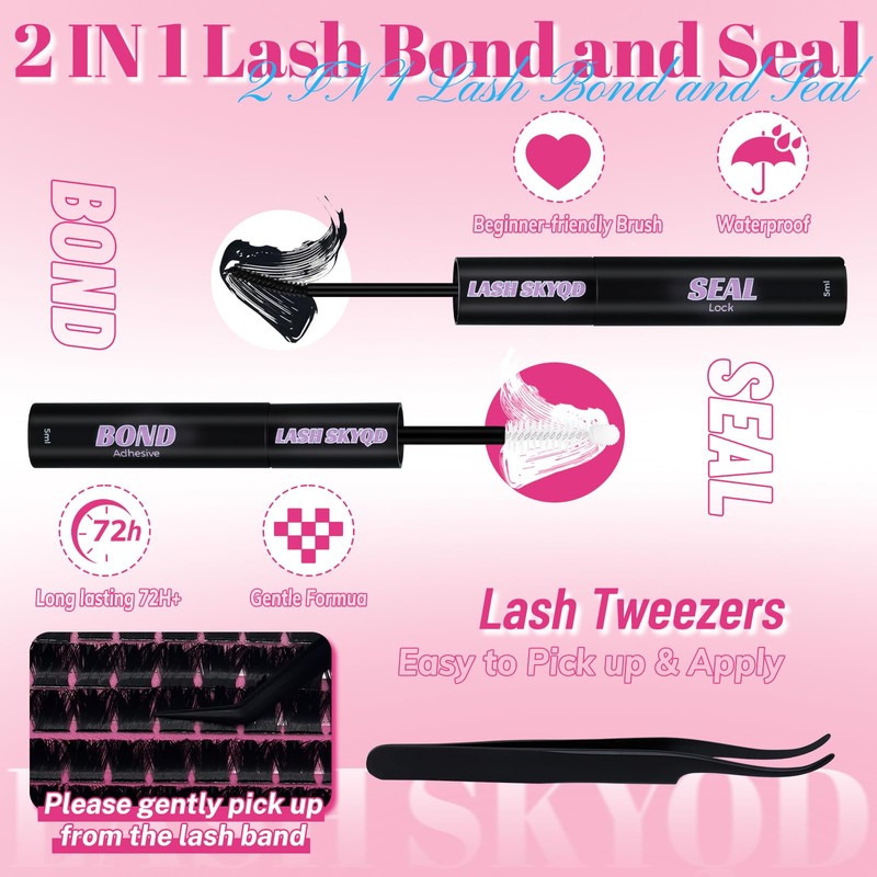 Lash Clusters Kit Eyelash Clusters 12‑18mm Long Volume Individual Lashes
