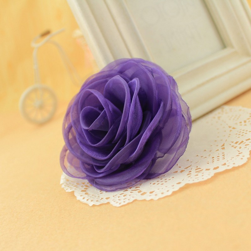 Merida Women's Charming Silk Flower Hair Clip Rose Brooches, Titanium,