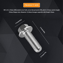 Tecledsn 14PCS Differential Cover Bolts, Valve Cover Bolts, Rear Ends Metric Threads Hex Head Flange Screw Set, Car Accessories M8 1.25 x 20mm Bolt Replacement for Most Cars