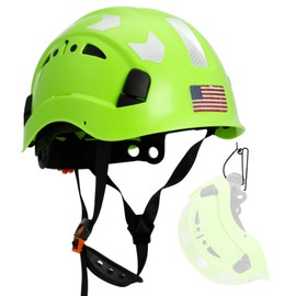 Aolamegs Construction Hard Hat with Chin Strap - Hard Hats Construction OSHA Approved ANSI Z89.1 Adjustable Vented Work Safety Helmet with Hard Hat Belt Clip for Men Adult 6 Pt Suspension (Lime)