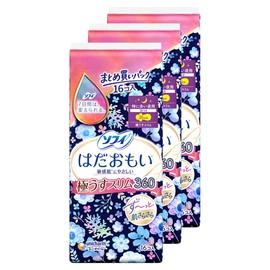 Sofy Hadaomoi Ultra Thin Slim, Especially for Nights, Comes with Wings, 14.2 inches (36 cm), 16 Packs x 3 Pieces Set (Sanitary Supplies Napkins)