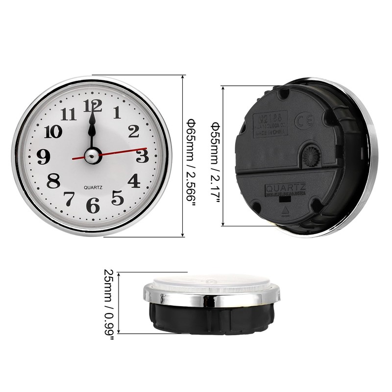 PATIKIL 2-1/2 Inch (65mm) Quartz Clock Insert, 2Pcs Miniature Round