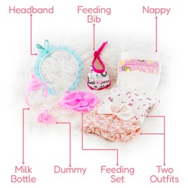 Bibi Doll Baby Doll Clothes and Doll Feeding Set Baby Doll Accessories Set with Doll Nappies Baby Bottle toy for 40-45cm Dolls Baby Doll Set Doll Play Sets