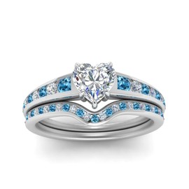 Gemsonclick - Anillo apilable para bodas de plata de ley con forma de corazón y piedra natal de compromiso con piedras de nacimiento de diamante, talla 4 a 12 de EE. UU, Gema Cristal Metal rhinestone, azul,