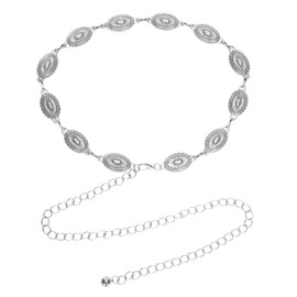 Women-Western-Oval-Concho Chain-Belt - Adjustable-Boho-Metal-Waist Chain-Belt-Country-Cowgirls Belts for Dress Jeans