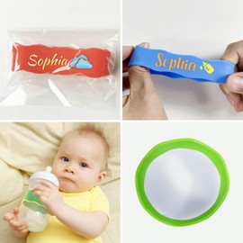 1 Pieza de etiquetas personalizadas para botellas de agua, Elementos esenciales lavables para guarderías, Linda correa para vasos con boquilla, Etiquetas de silicona antideslizantes para guarderías