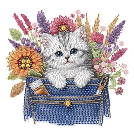 SJUTOUCI Special Shape Cat Diamond Art Painting Kits for Adults, 5D Diamond Art Kits for Beginners, Crystal Rhinestones Gem Art for Home Wall Decor 12×12inch