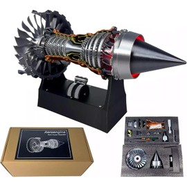 Turbofan Engine Model, Adjustable Speed TR900 Aircraft Engine Turbojet Engine Model with Light, Simulation Aero Engine Mechanical Science Education Toy Gift Decor for Adult, 28cm (Assembly Version)