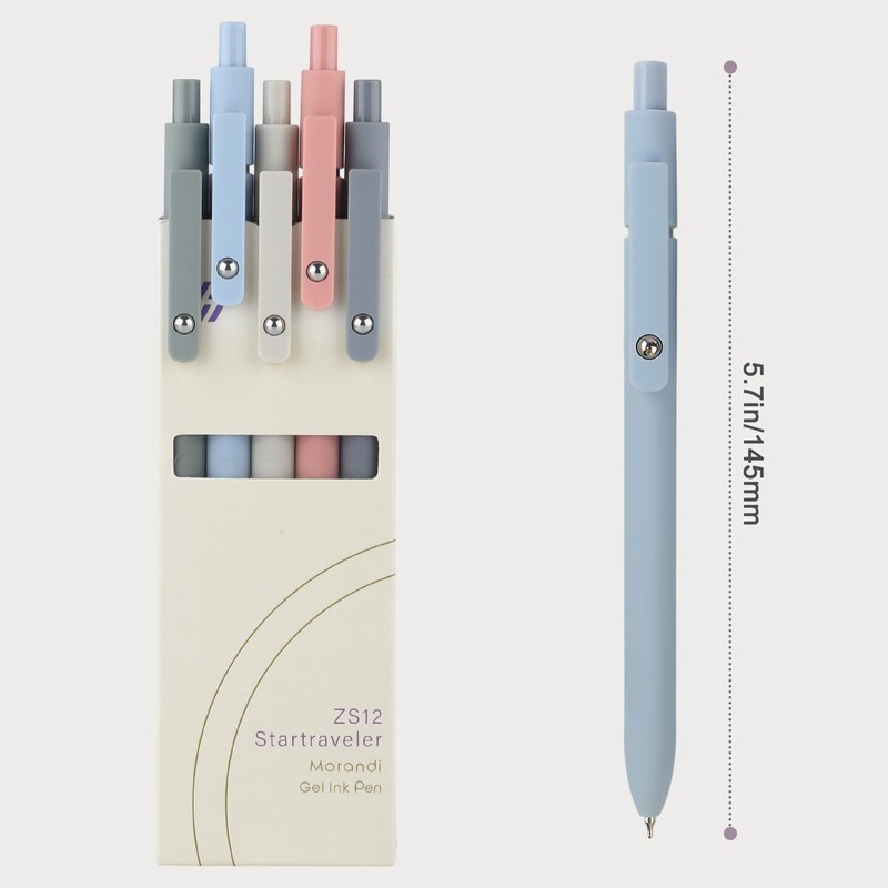 FIOVER Gel Pens 5pcs 0.5mm Quick Dry Black Ink Pens