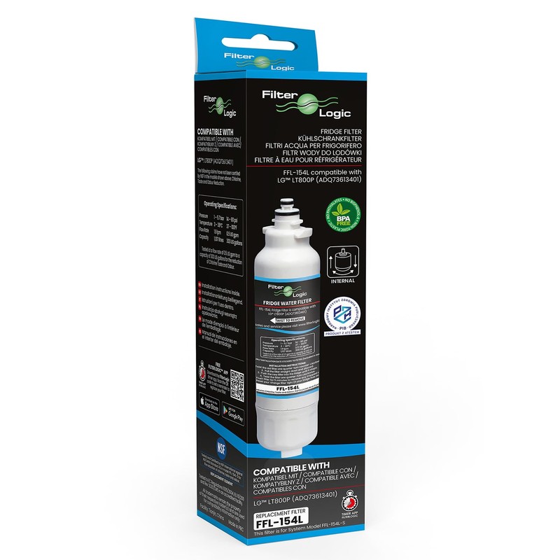 FilterLogic FFL-154L Fridge Water Filter Compatible with LG LT800P,ADQ73613401
