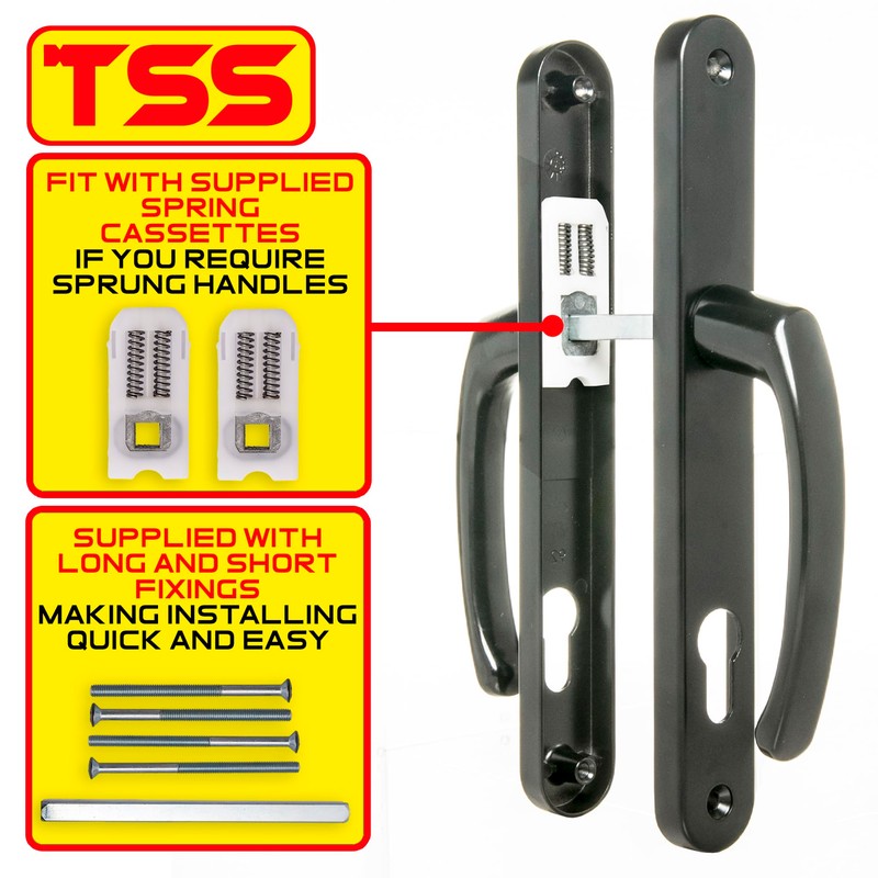 TSS UPVC Door Handle Set in Anthracite Grey, 92mm PZ