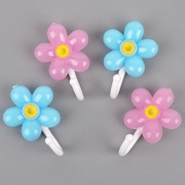 4-Pack Flower-Shaped Wall Hooks - Floral Design for Entryway, Kitchen Decor, Bags & Hats Hook 3ea