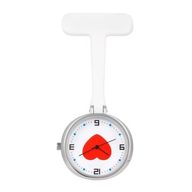 Heart Design Nurses Fob Watch, 39mm Face, 9cm Strap, White and Black Options, Quartz Movement (White)