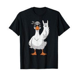 Rock' n Roll Goose Present Music Lover Funny Silly Animal T-Shirt