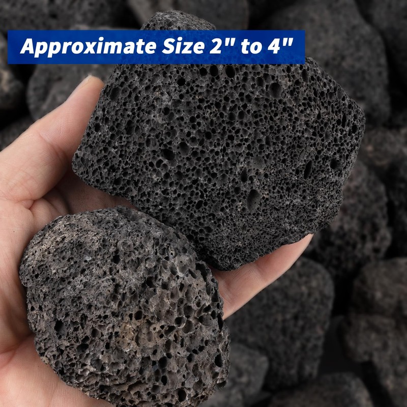 Calofulston 2"-4" Black Lava Rock, 10lbs Large Volcanic Lava Rock