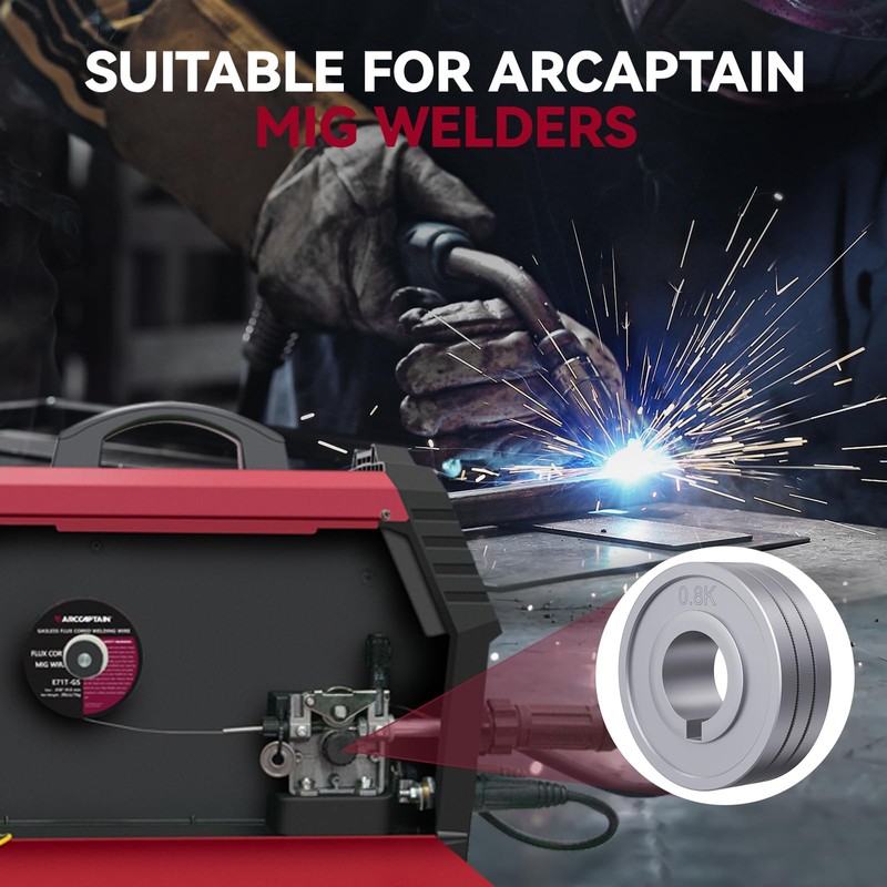 ARCCAPTAIN Wire Feeding Wheel,0.6-0.8mm Roller Knurled Groove Wire Feeder Drive