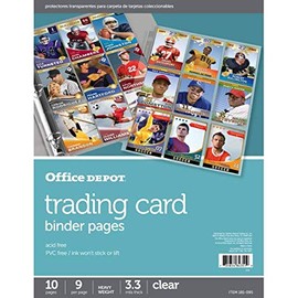 Office Depot Trading Card Binder Pages, 8 1/2in. x 11in, Transparent, Pack of 10, 181095PP