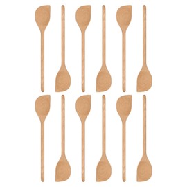 Argon Tableware Wooden Scraper Spoon - 30cm - Pack of 12 - Long Heat Resistant Non-Stick Utensils Kitchen Serving Paddle Mixing Turner for Cooking, Baking, Stirring