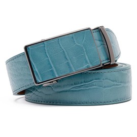Fabio Valenti Mens Belt, Ratchet Belt Dress with 1 3/8" Genuine Leather with Easier Adjustable Buckle, Trim to Fit (2091C Teal, Adjustable 46”)