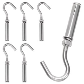 Keadic 6Pcs M6 Expansion Hook,304 Stainless Steel Concrete Wall Hook, Expansion Anchor Bolt Open Cup Hooks Heavy Duty Concrete Hook for Concrete Brick and Stone