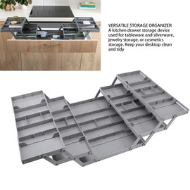 Multi Tier Drawer Organizer, Foldable Expandable Desk Storage Organizer Tray Bins with Compartments Storage Trays, Adjustable Double Row Organizer Trays for Make Up, Jewelry (3