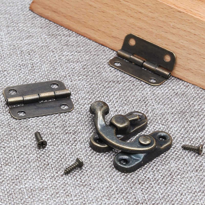 Kyuionty Antique Bronze Right Latch Hook Hasp, Small Box Hinges