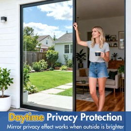 Coavas One Way Privacy Window Film,Daytime Window Tint for Home, Reflective Mirror Glass Window Film See Out Not in,Heat UV Blocking Anti-Glare Window Covers with 3 Tools, 23.6x197Inch, Black