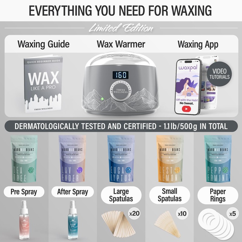 Tress Wellness Waxing Kit for Sensitive Skin – Safe for