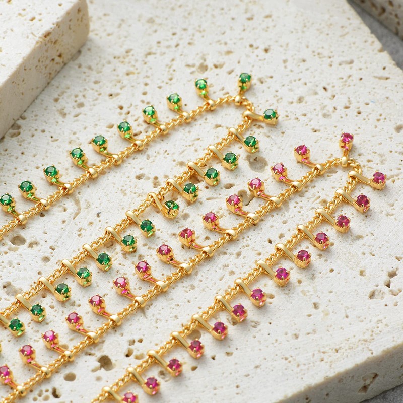 MTMY Gold Anklets for Women 14K Gold Plated Green Rose