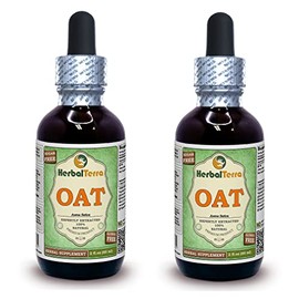 Oat (Avena Sativa) Glycerite, Organic Dried Grains Alcohol-Free Liquid Extract (Brand Name: HerbalTerra, Proudly Made in USA) 2x2 fl.oz (2x60 ml)