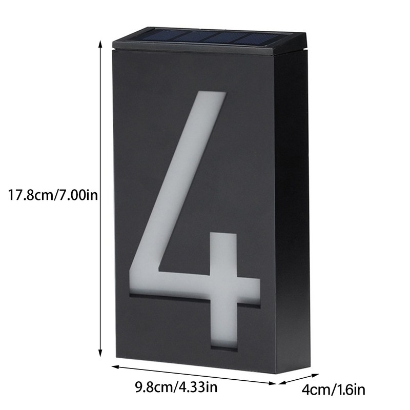 Solar House Number Solar Powered 1000mAh Rechargeable LED Illuminated Address
