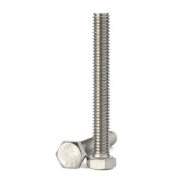 M8 x 90mm Hex Head Screw Bolts, Fully Threaded, Stainless Steel 18-8, Plain Finish, Quantity 10
