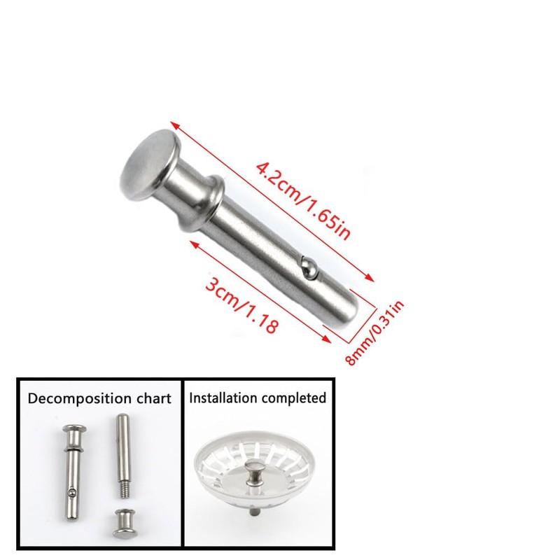 UtySty 4 Set Kitchen Sink Strainer Central Pin Replacement M8