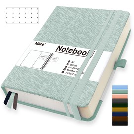 Mlife A5 Dotted Journal Notebook, 360 Pages and 100 g/m² Ink-proof Paper, Hardcover College Notepad, Notebooks with Folding Pocket for Office, School, Home, Writing and Notes (Teal)