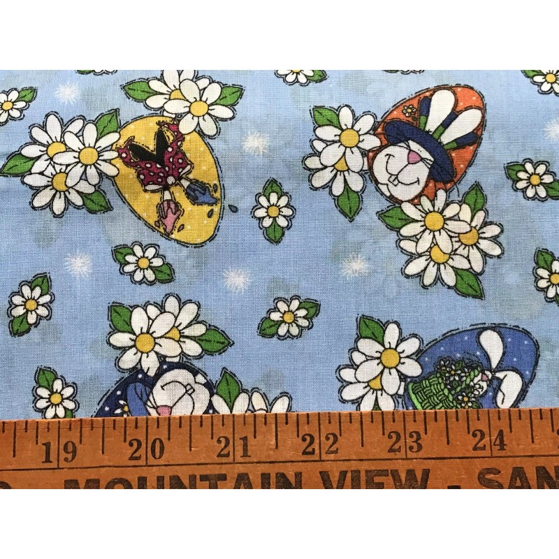 Cotton Quilt Fabric Bunny Hop Whole Country Caboodle Blue BTHY
