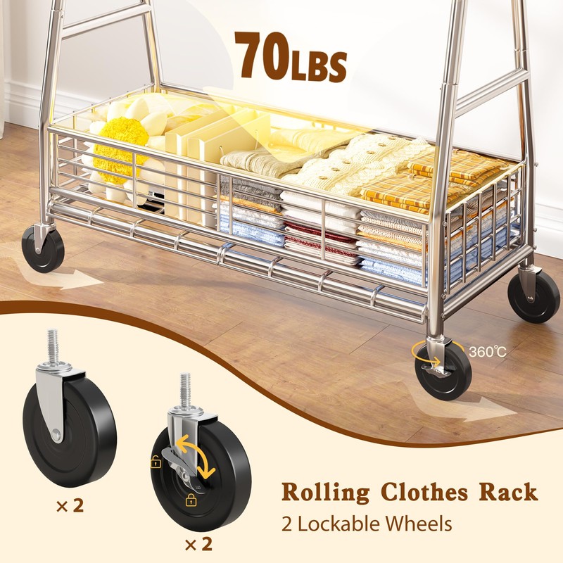 Raybee Heavy Duty Clothes Rack, 630LBS Clothing Rack with Sturdy