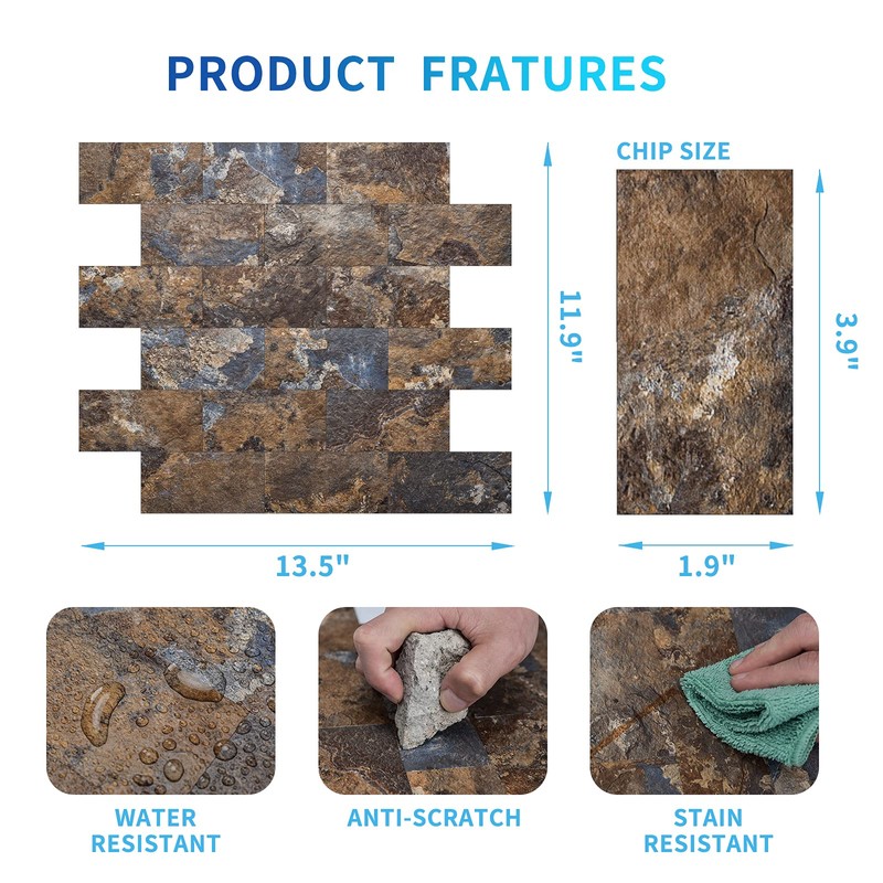 Art3d 10-Sheet Peel and Stick Backsplash PVC Wall Tile, Stickon