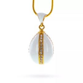 White Enamel Royal Egg Pendant Necklace