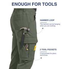 PULI Men's Lightweight Hiking Golf Joggers Pants - 30" Casual Workout Track Gym Cargo Pants with Pockets Army Green 30