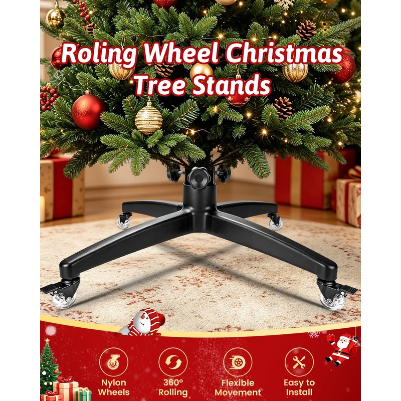 Rolling Christmas Tree Stand Heavy Duty for Up to 7.5